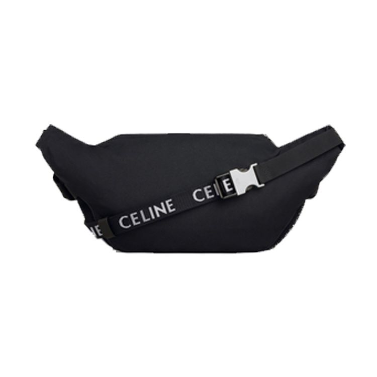 Celine Logo Print Multi-Zipper Nylon Fabric Shoulder Crossbody Chest Waist Bag Large Men bags Black 198682DMT-38SI