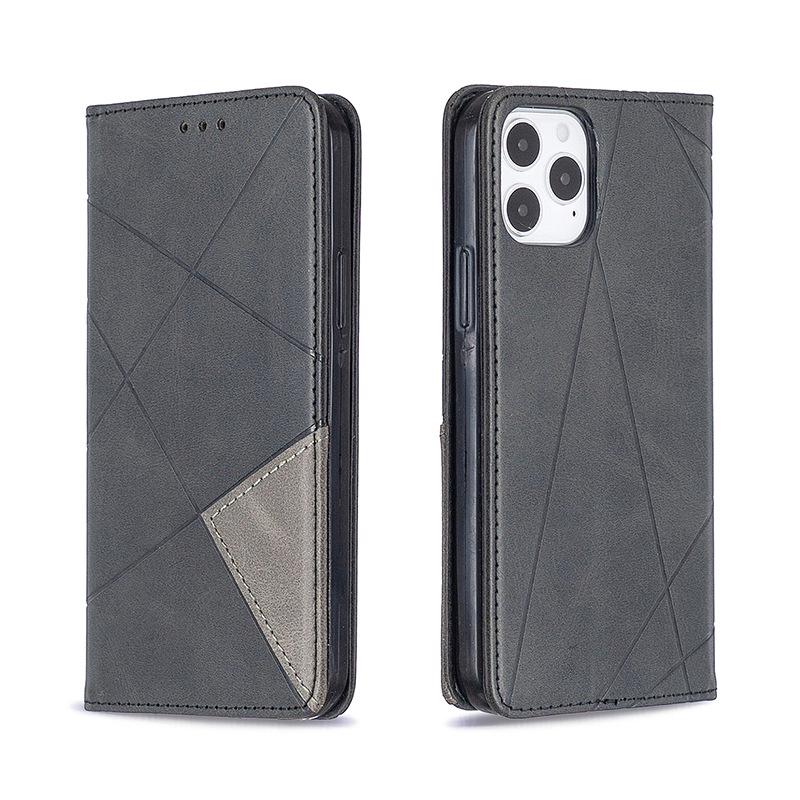 Apple 16 Diamantový Vzor Kožené Pouzdro pro iPhone 15/16 Pro - Ochranný Kryt s Texturou Hovězí Kůže