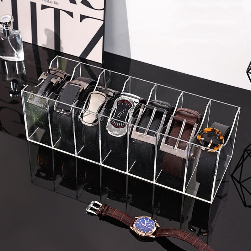 Transparent Acrylic Storage Boxes  Desktop Belt Multi-Grid Organizer Cosmetic Storage Boxes With Dividers