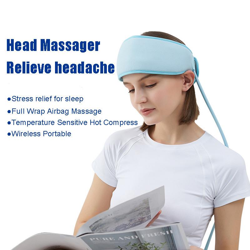 Foldable Headache Relief Device Smart Air Pressure Soothing Heating Therapy Equipment Wireless Head Massager
