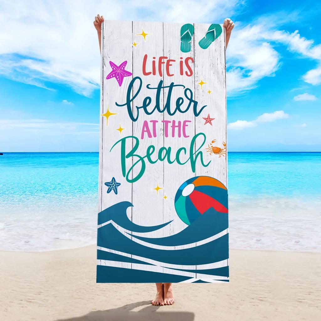 Beach Towel Oversized Absorbent Sand Free Thick Microfiber Beach Towel for Kids Men Women Girls Boys Swim Spa Towel