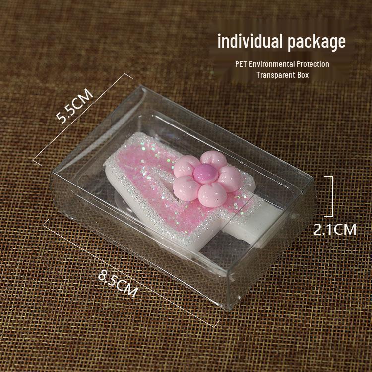 Romantic Pink Five-Petal Flower Number Candle for Cake Decoration