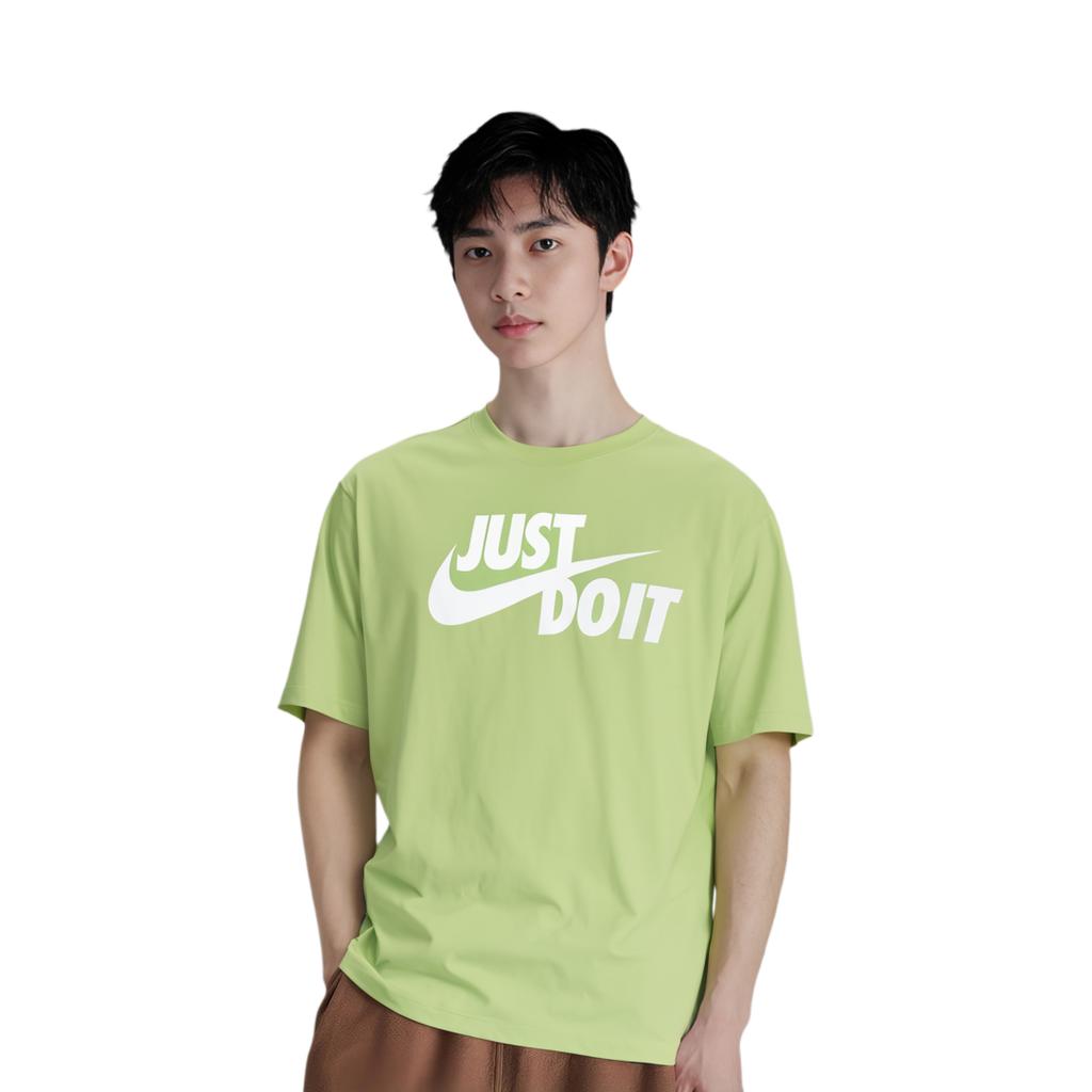 Nike Logo Print Crew Neck Casual Sport Short Sleeve T-Shirt Men Tops Green AR5007-332