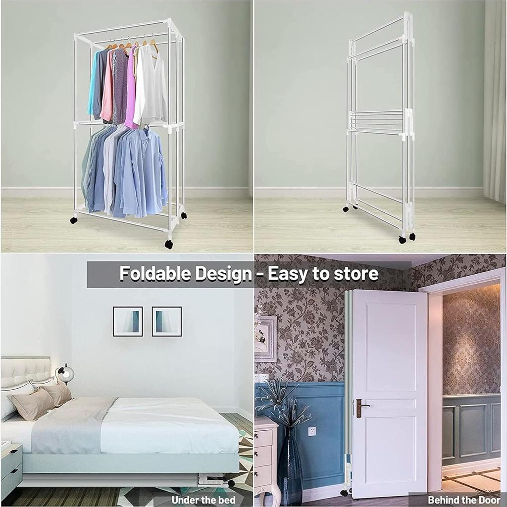 Electric Clothes Dryer with Remote Control and Timer, 1300W Large Capacity 2-Tier Heated Airer with Cover, Indoor Foldable Drying Rack, Overheat