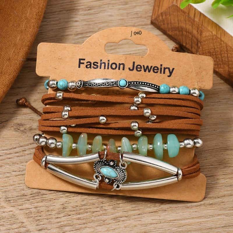 

Браслет из многослойной бисерной кожи Hongmei Leaf, коричневая коровья кожа, застежка из нержавеющей стали, модный браслет с листом для мужчин и женщин разноцветный