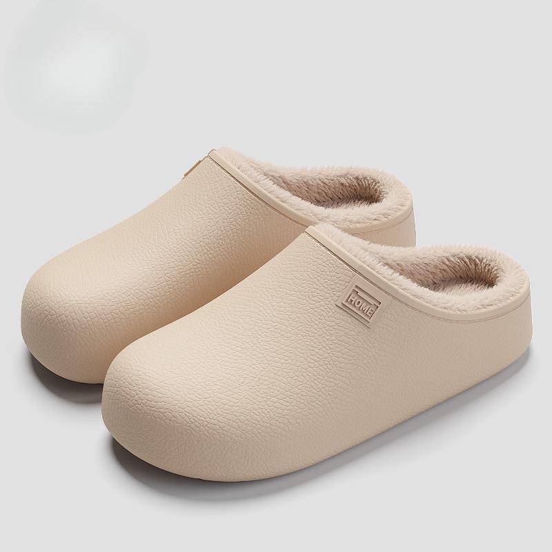 

Waterproof Cotton Slippers Women s Winter Plus Velvet To Keep Warm and Non-slip Men s Plush Men s Winter Bedroom Cotton Slippers Men s Winter 39-40 колір світло кави