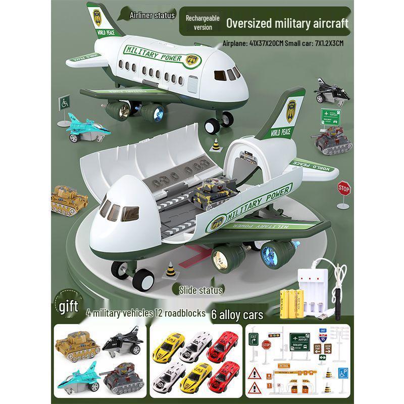 Extra Large Transforming Airplane Toy with Music and Storage Features for Kids