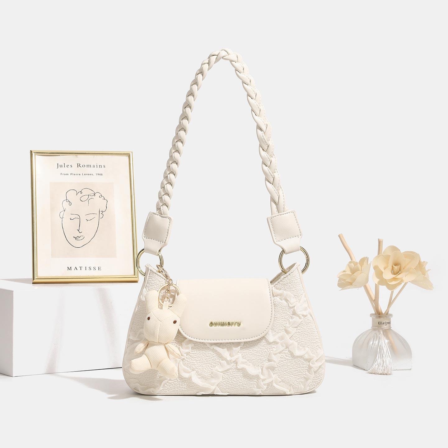 

Genuine Leather High-end Small Bag, Women s New Autumn and Winter Light Luxury Style, White Crossbody Bag, French Women s Crossbody Bag