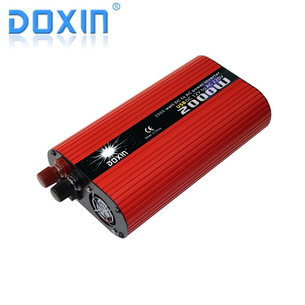 

DOXIN 2000W Red Car Inverter with Dual USB and External Fuse 24V to 220V