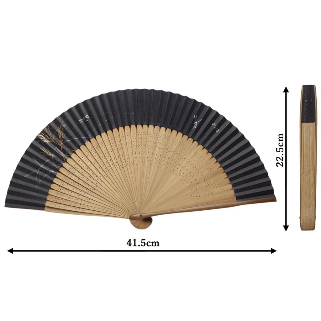 Faltfächer in Marineblau mit einem Design aus Pampasgras und Hergestellt in Japan von erfahrenen Ein perfektes Geschenk für Wird mit einem einfachen Geschenk x when Fächer im Kyoto-Stil,