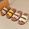 One-and-a-half slippers women's summer wear new pearl one-pedal shoes flat sandals lazy sandals