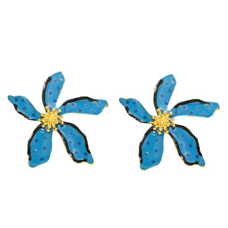 Personalized design drip alloy polka dot multi-color flower stud earrings versatile temperament jewelry