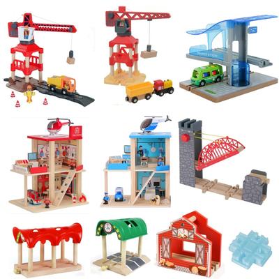 Turm Zugstreckenzubehör Spielszene Dekoration Bahnhof Brücke Tunnel Hochbaugleis Spielzeug für mit Zug Holz