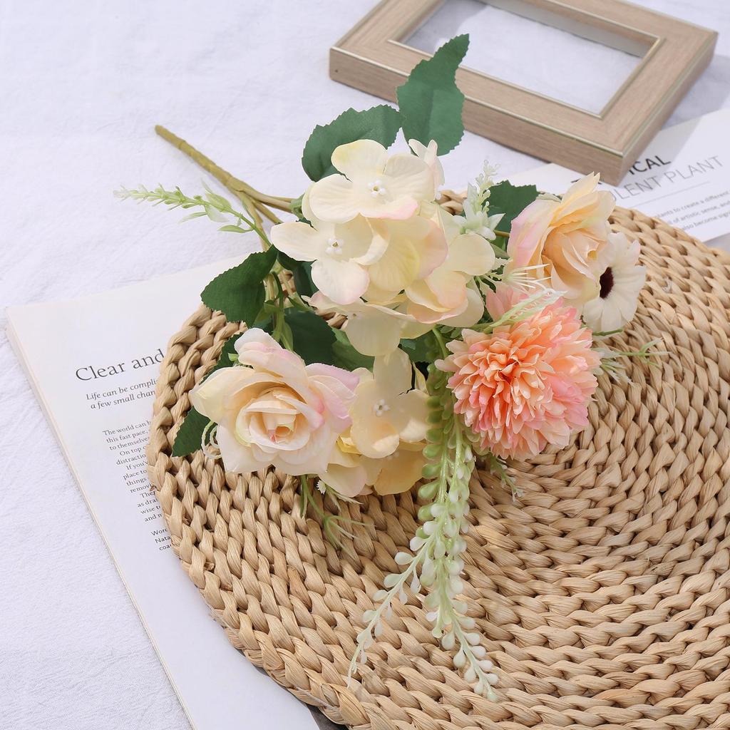 Simulation Green Plants & Fake Small Roses for Wedding, Home, or Outdoor Decor