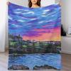 Sunset Over Trearddur Bay Throw Blanket Soft Breathable Blanket for Night Sleeping