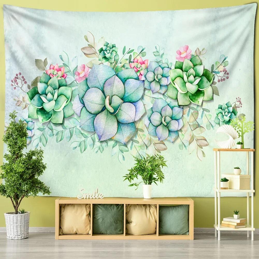 Vintage Green Tropical Plant Decorative Tapestry Home Wall Decor Living Room Office Tapestry