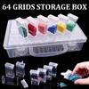Transparent  Painting Storage Box 64 Grid Rhinestone Beads Containers  Crafts Accessories