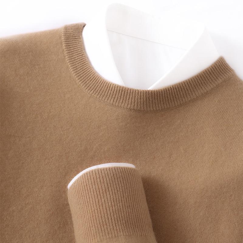 Men's Cashmere Round Neck Sweater - Business Casual Light Luxury Pullover, Soft & Smooth Knitwear for Autumn & Winter.
