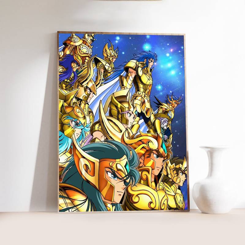 1PC Classic Anime S-Saint S-seiya Poster Self-adhesive Art Waterproof Paper Sticker Coffee House Bar Room Wall Decor