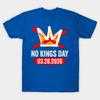 2026 NO KINGS DAY  world peace graphic Unisexs TShirt Unisex ONeck 100Cotton Short Sleeve Y2k Oversized Fashion Popular Tee