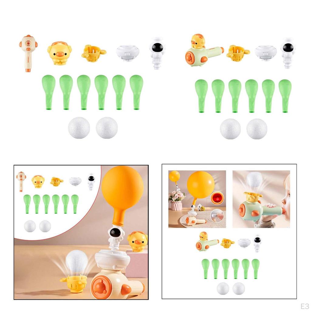 Blow Pipe Balls Balloon Blowing Ball Toy for Children Kids Toddlers Beige