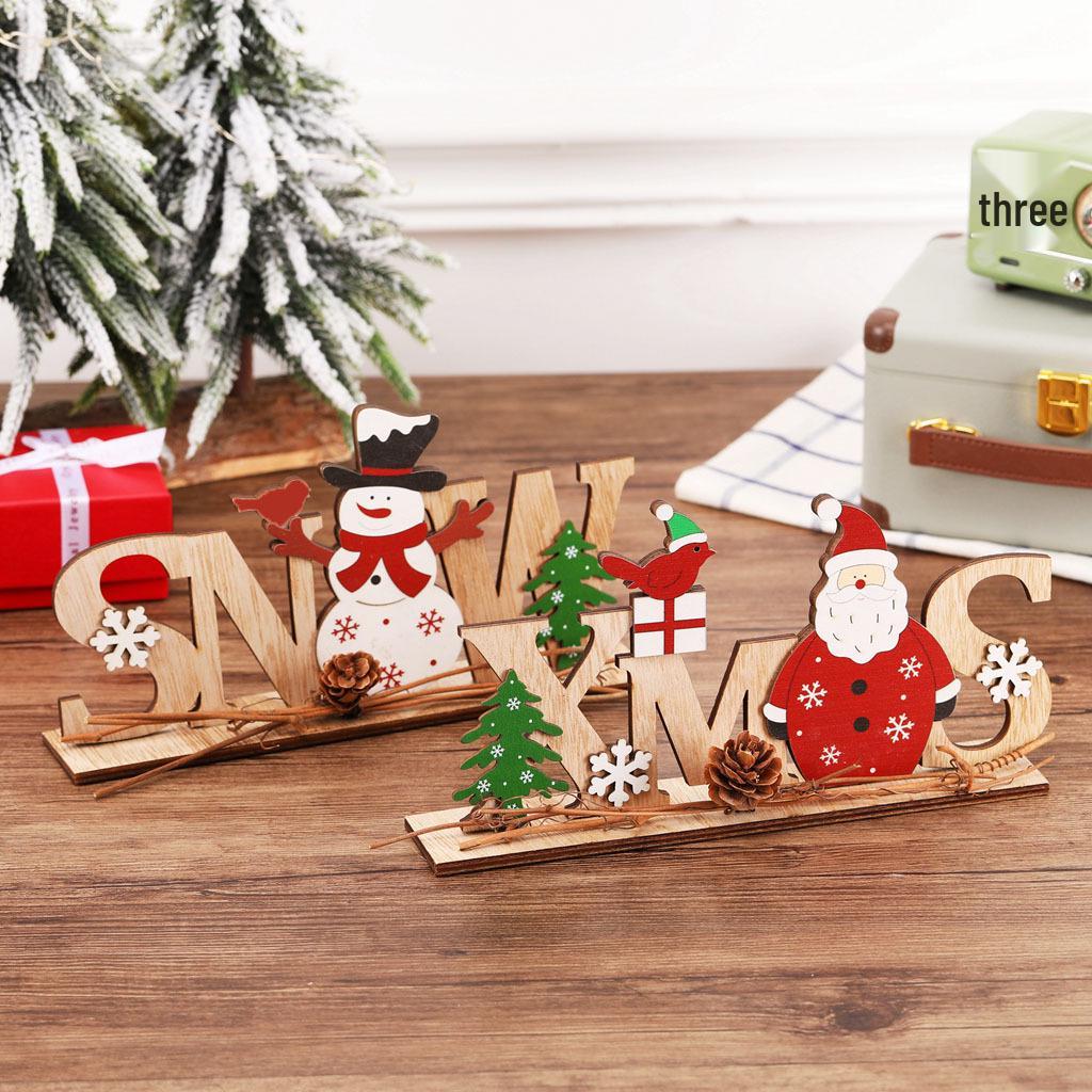 Christmas Festival Decor: Wooden Letter Ornaments - English Old Man Desktop Decorations