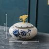 Floral Pattern Dragonfly Lid Storage Jars Dressing Table Ring Jewelry Box Round Cosmetic Jar Ceramic Crafts Candy Pots Aroma Can