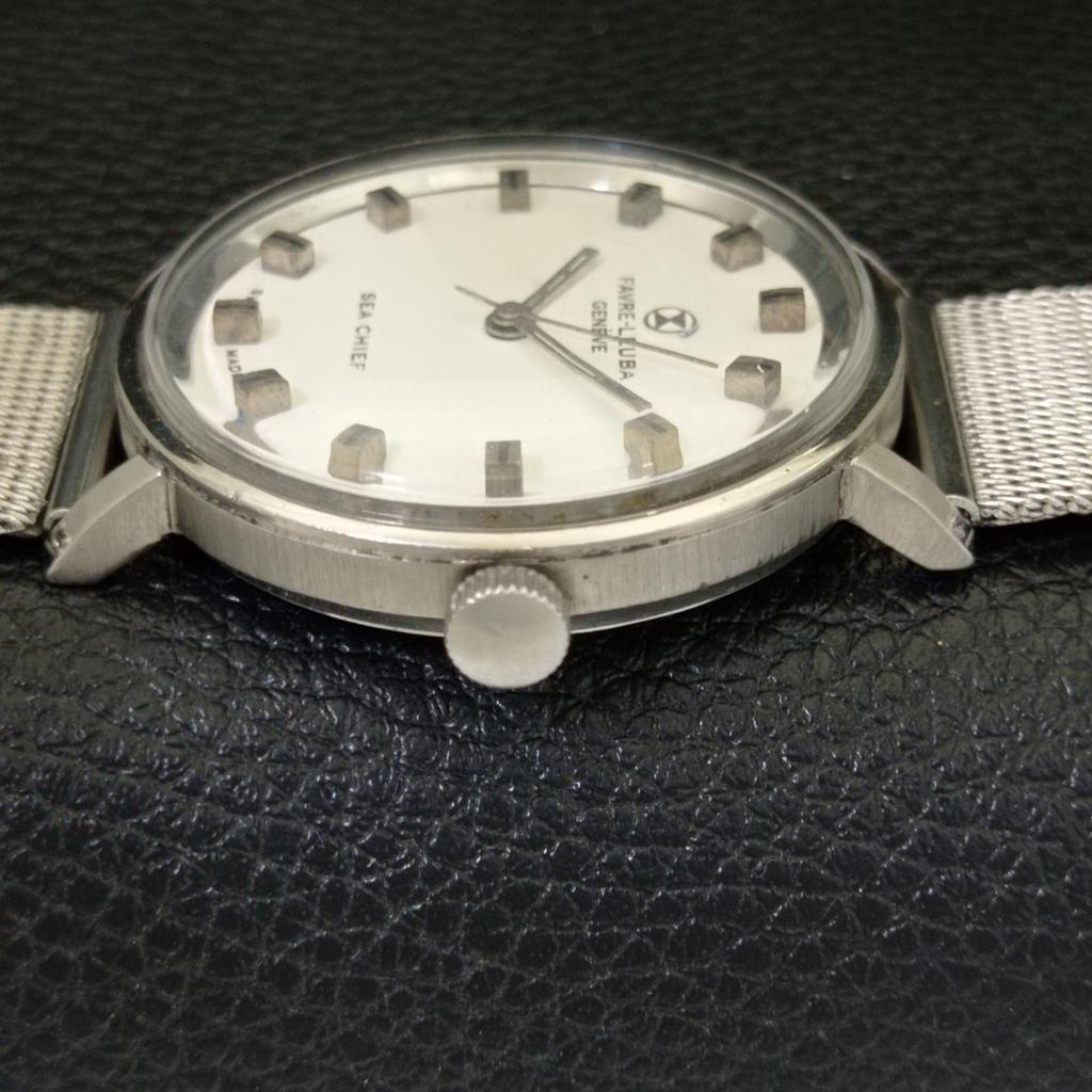 SWISS VINTAGE FAVRE LEUBA 253 SEA CHIEF HAND-WINDING MENS WHITE WATCH A702045-5 R208-a702045