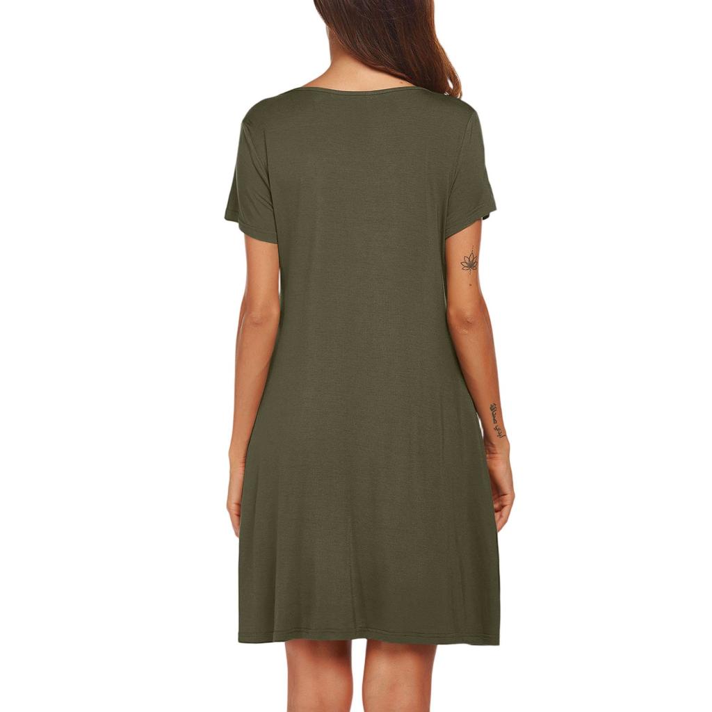 Short Sleeved Pajamas V-neck Soft And Comfortable Button Folding Pajamas Home Clothes Short Pajamas Dress