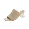 Women's Slippers Breathable Large Size Thick Heel Slip Sandals High Heels Breathable Transparent Thick Heel Slip Sandals