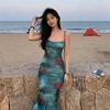 French Pure Desire Seaside Beach Vacation Slim Dress Summer Sexy Suspender Hip-wrapped Color Matching Dress