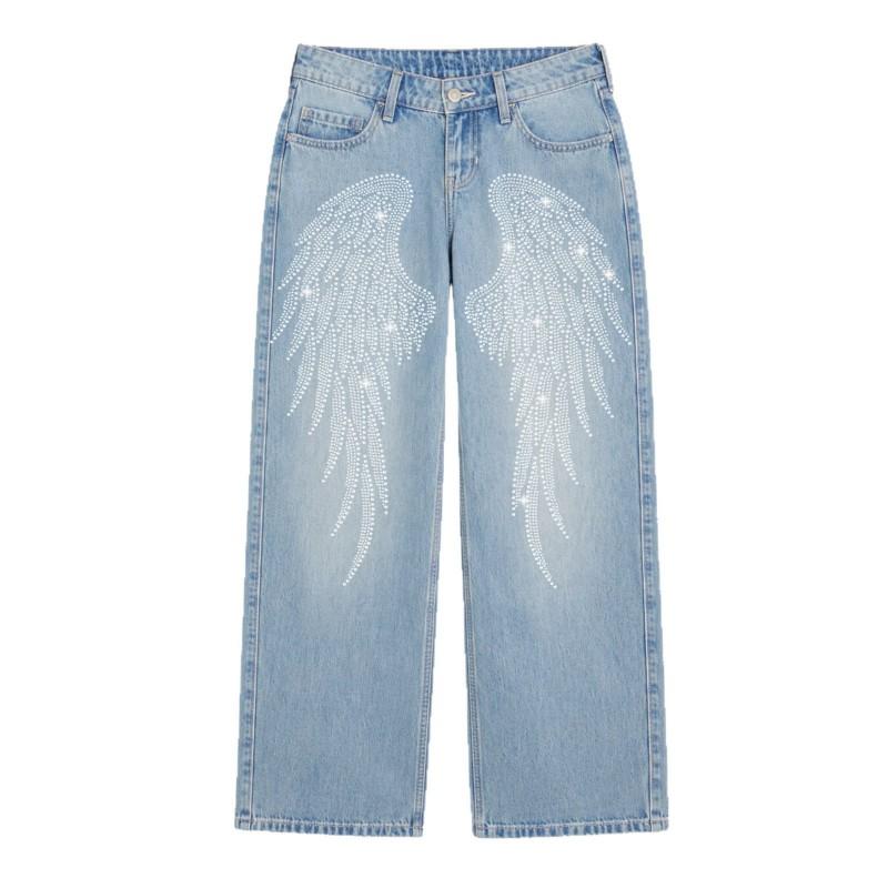 Y2K Denim Jeans Women With Angel