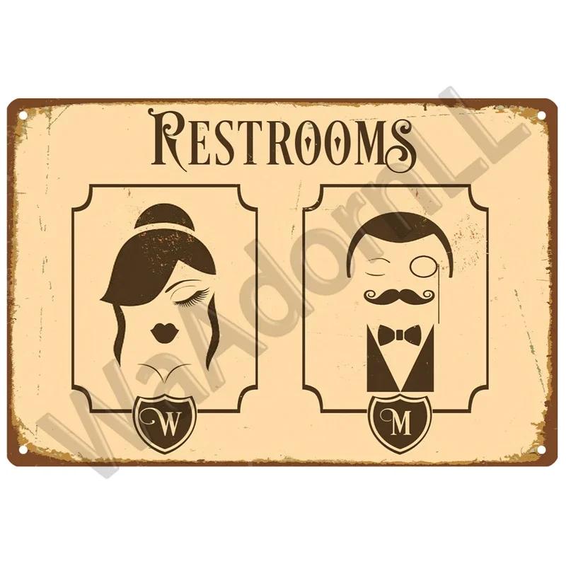 WC Toilet Tin Sign Poster Vintage Wall Posters Metal Sign Decorative Wall Plate Kitchen Plaque Metal Vintage Decor Accessories