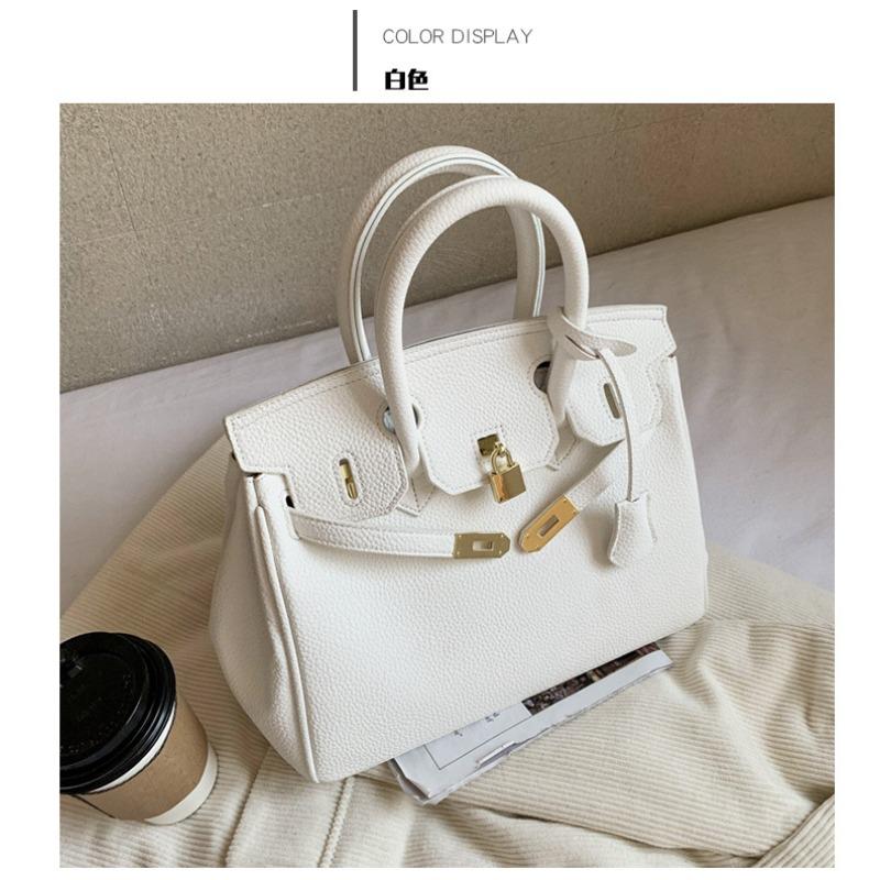 Textured Lychee Pattern Platinum Bag Women's Summer New Handheld Women's Bag Large Capacity Shoulder Messenger Bag