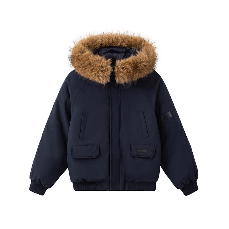 Removable large fur collar tooling pie overcomes women's winter cotton coat niche cleanfit short cotton coat