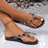 Fashion Women's Sandals Summer 2025 New Thong Flip Flops Slippers Women Luxury Fashion Crystal Open Toe Shoes Woman Casual Flat Sandals