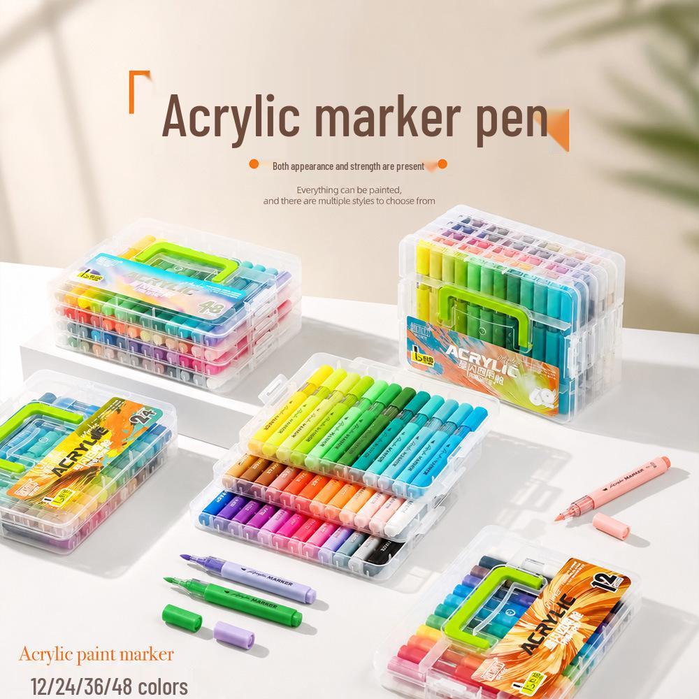 Child-Safe Acrylic Watercolor Marker Pens for Doodling, Drawing & Primary School Art, Soft Tips, Stackable Design