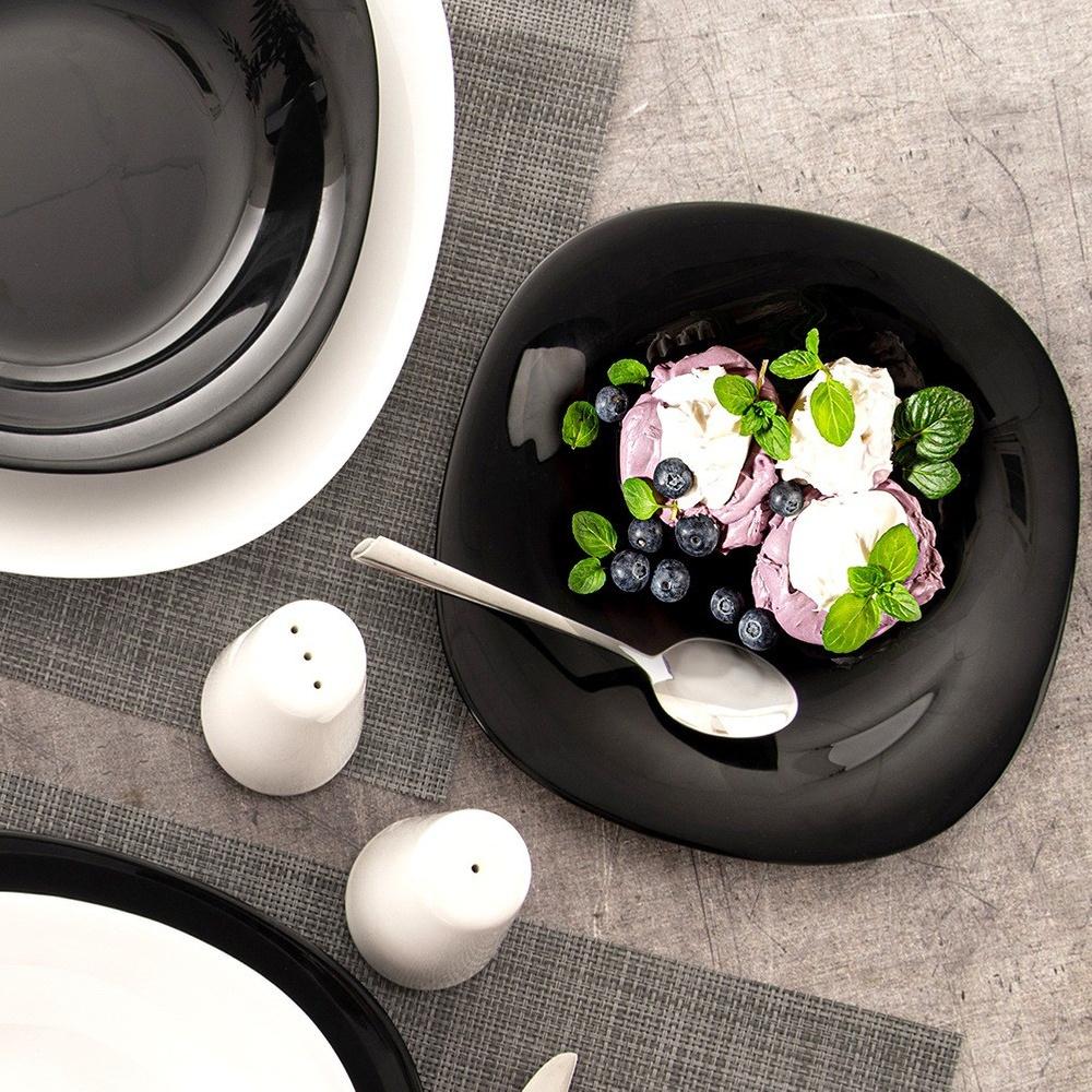 Small Dessert Plate for Cake, Desserts, Snacks, Black Luna 20.5 cm