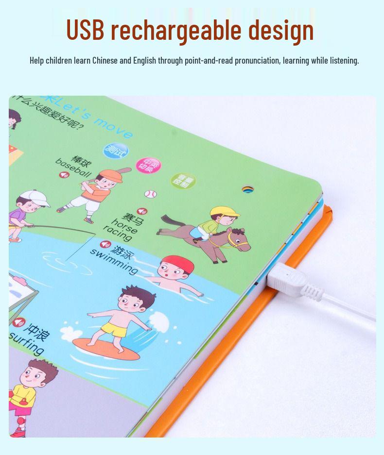 Bilingual Audio Encyclopedia: Interactive Rechargeable Sound Book for Early Childhood Education