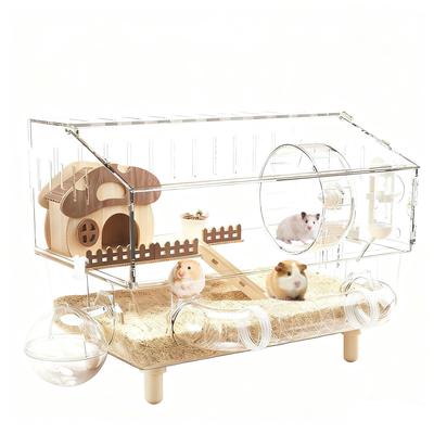 Hamster Habitat Transparent Double Layer Acrylic Food Bowl Habitat Extra Large Hamster Cage For Bedding Small Animals Enthusiast