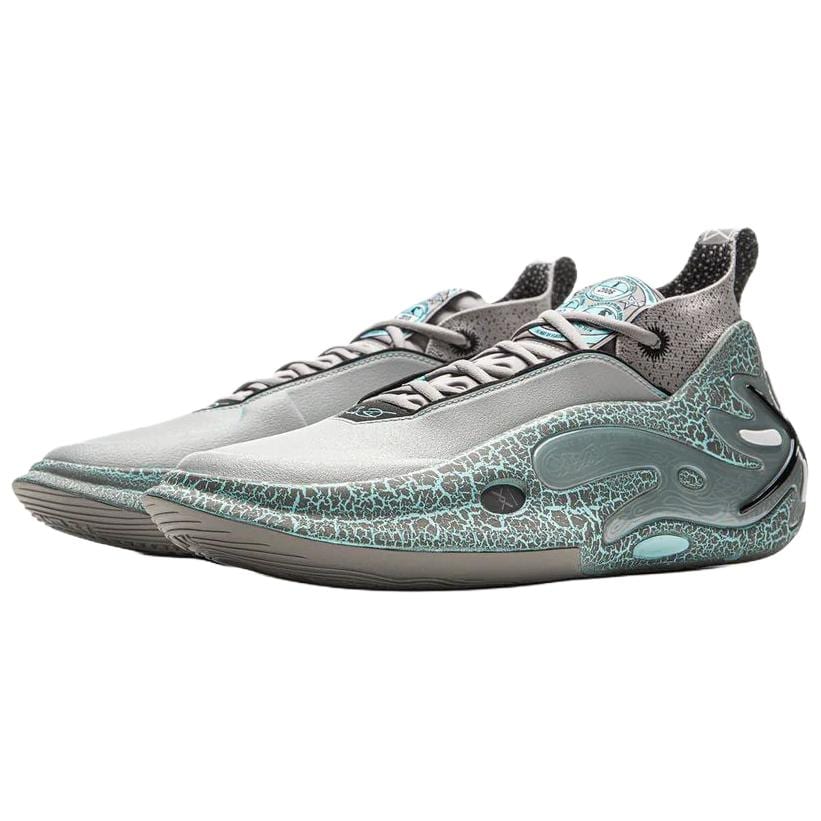 Li Ning Way Of Wade 11 Textile, Split Cow Leather Low Top Casual Shoes Men's Green Gray ABAU049-20