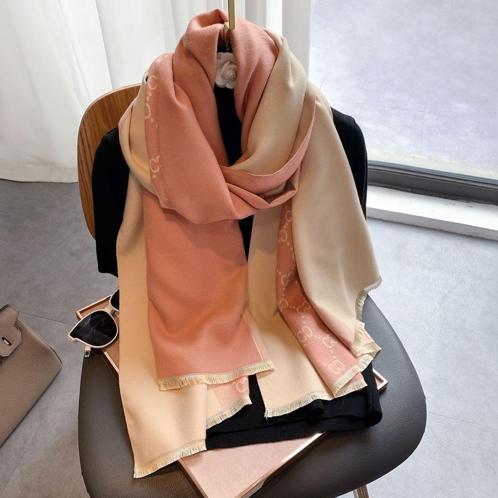Imitation Cashmere Women'S Air Conditioner Decorative Shawl Warm Extended Scarf Classic Scarf Fringed Silk Scarf