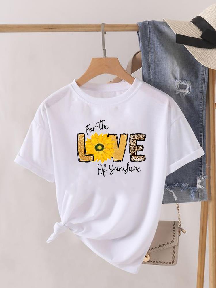 Love Heart Print Clothes Graphic Tshirt Fashion Print Summer Unisex Trend Sweet Short Sleeve Lady Female Shirt Tee