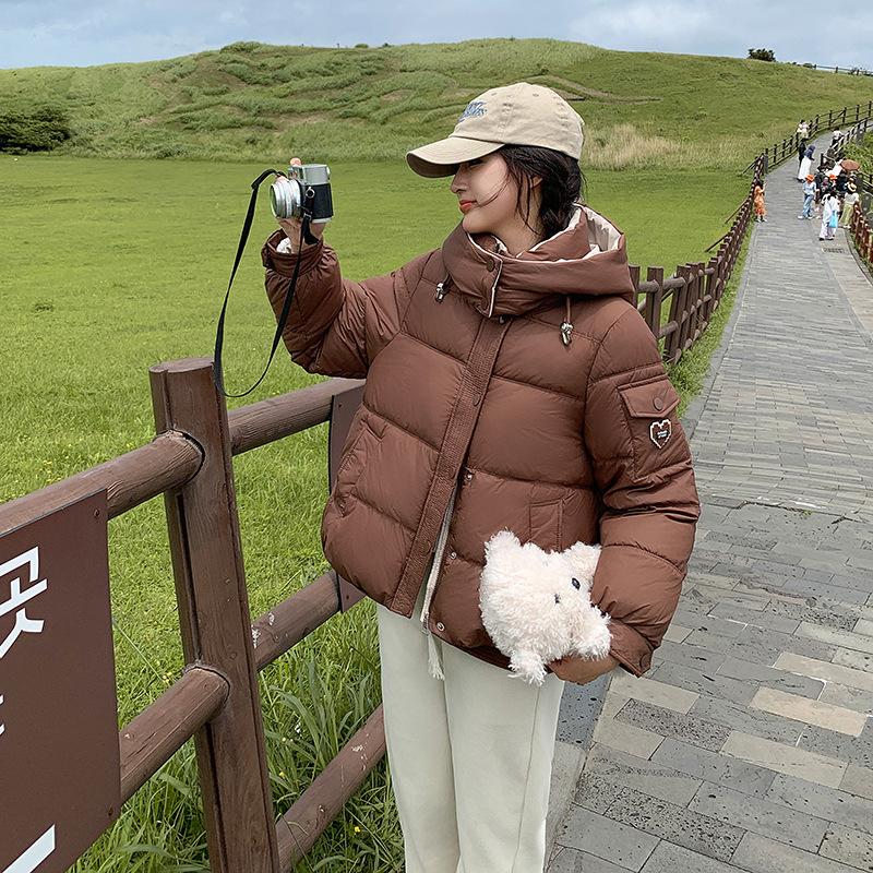 

Winter 2025 New Women s Korean Version Thickened Warm and Windproof Fashion Hooded Cotton Jacket Women s Cotton Jacket XL кавовий