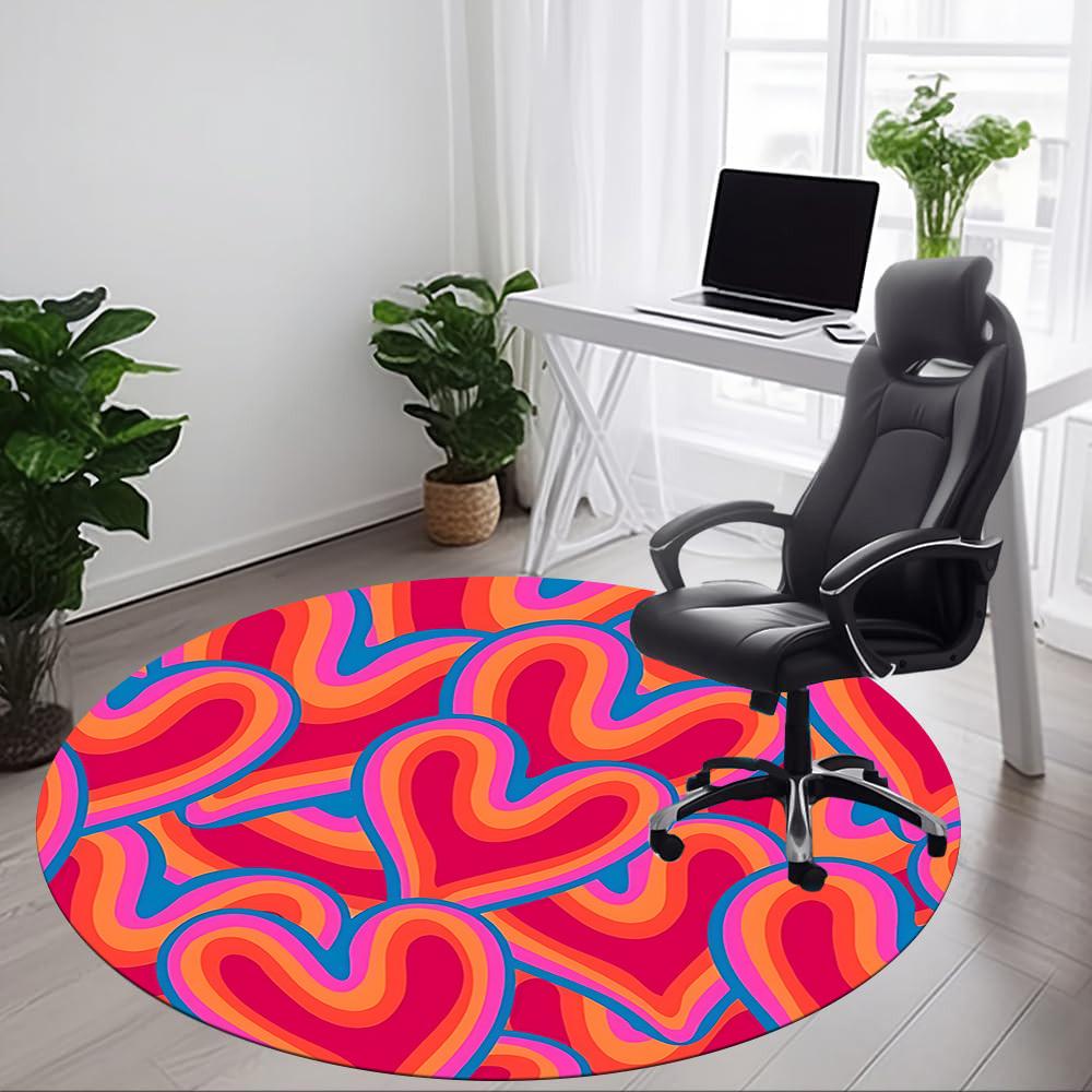 1pc Love Psychedelic Waves Office Round Area Rug, Indoor Mat Suitable For Office, Under Office Chairs Bedroom Living Room Home Decor, Room Deco