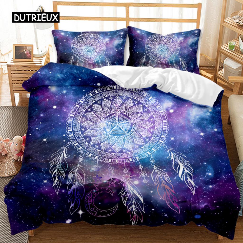 Dream Catcher Duvet Cover Feather Purple Dream Catcher Bedding Set Magic Symbol Exotic Polyester Quilt Cover Double Queen King