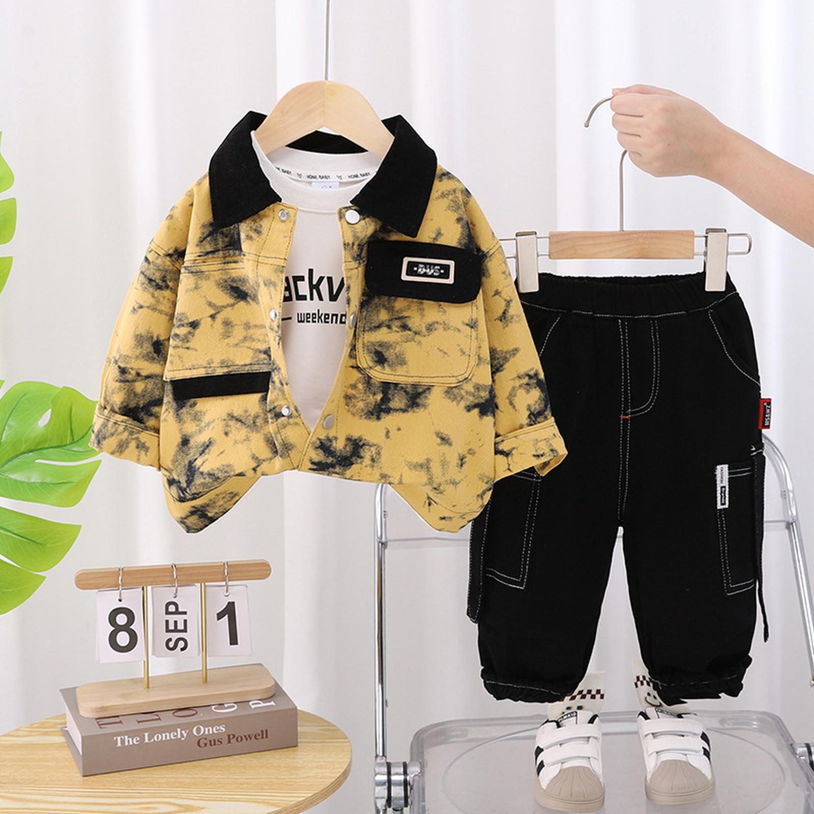 

Kids Casual Long-Sleeve Set, Comfortable Daily Wear Outfits 100 жовтий