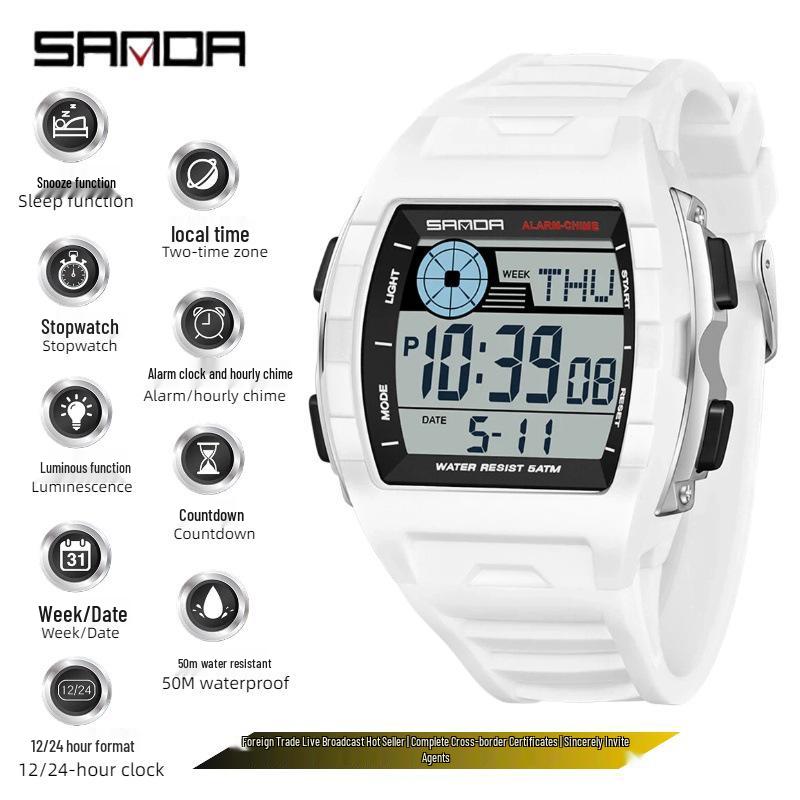 SANDA Multi-Functional Big Dial Watch with Alarm, Snooze, Countdown for Junior & Senior High School Students