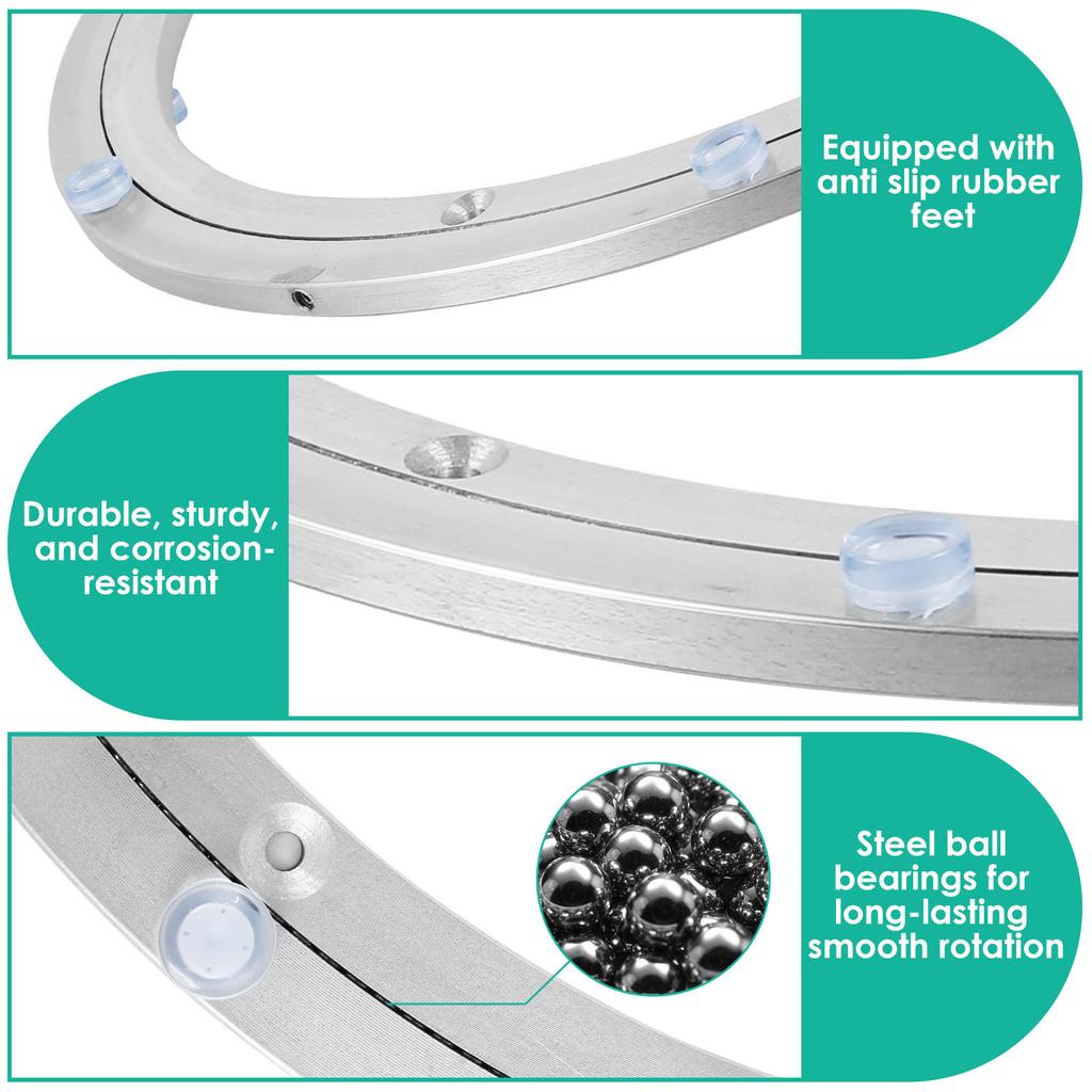 Metal Turntable Bearing 12/14/16inch Heavy Duty Rotating Bearing Max Load Capacity 110Kg Round Dining Table Smooth Swivel Plate