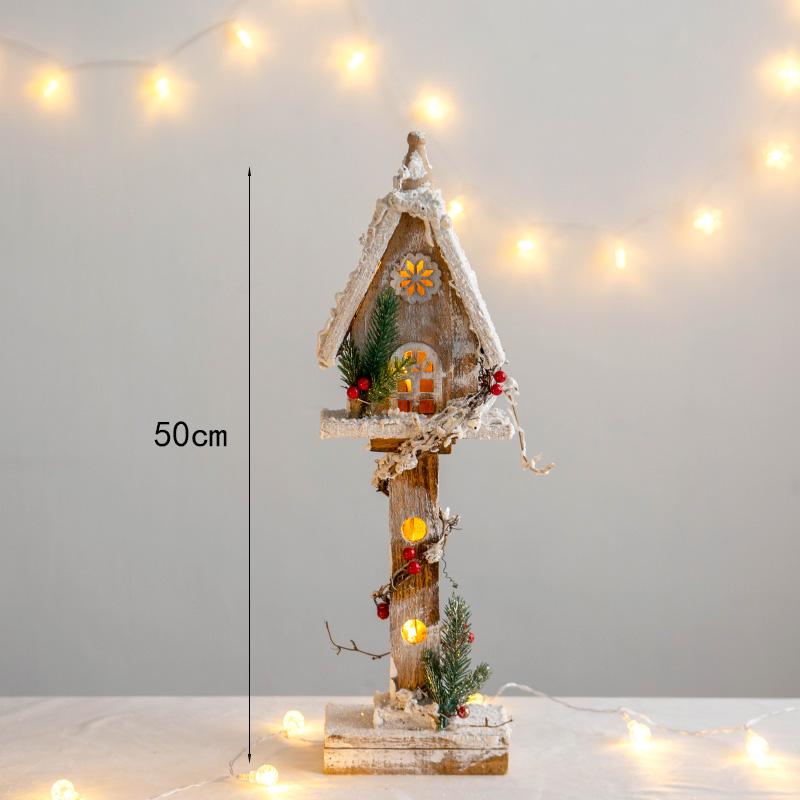 Luminous Wooden Cabin Christmas Decoration Ornament for Shopping Mall Windows